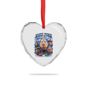 John Pork Calling Heart Crystal Glass Ornament Funny Answer Call Phone Brainrot Meme Vintage Bootleg Graphic