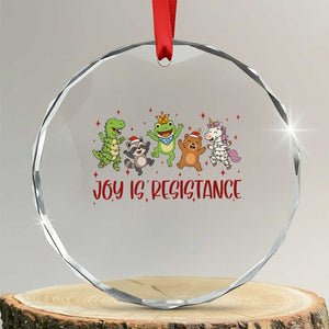 Joy Is Resistance Crystal Glass Ornament Funny Portland Frog Protest Christmas Gift TS12 Transparent Glass 3'' Circle Print Your Wear
