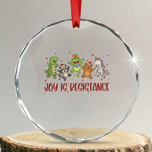 Joy Is Resistance Crystal Glass Ornament Funny Portland Frog Protest Christmas Gift TS12 Transparent Glass 3'' Circle Print Your Wear