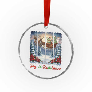 Joy Is Resistance Portland Frog Protest Crystal Glass Ornament Funny Holiday Meme Gift Idea TS12 Print Your Wear
