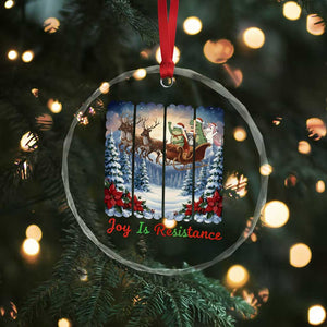 Joy Is Resistance Portland Frog Protest Crystal Glass Ornament Funny Holiday Meme Gift Idea TS12 Print Your Wear