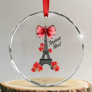 Joyeux Noel Eiffel Tower Crystal Glass Ornament Christmas In French Coquette Bow TS11 Transparent Glass 3'' Circle Print Your Wear