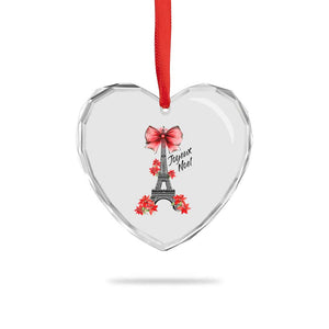Joyeux Noel Eiffel Tower Heart Crystal Glass Ornament Christmas In French Coquette Bow TS11 Print Your Wear