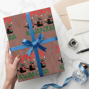 Joyous Kwanzaa Wrapping Paper Roll Funny Cats With Kinara And Presents Cultural Pride Gift TS12 Mocha Print Your Wear