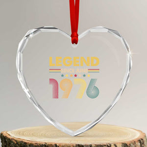 June 50th Birthday Heart Crystal Glass Ornament Legends Since June 1976 Retro Bday TS11 Transparent Glass 3'' Heart Print Your Wear