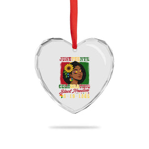 Juneteenth 1865 Black Freedom Celebration Heart Crystal Glass Ornament Afrocentric Pride Melanin Girl TS02 Print Your Wear