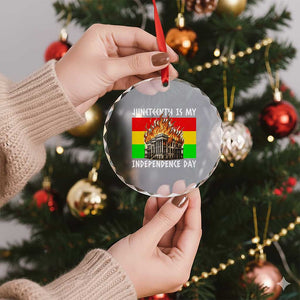 Juneteenth Is My Independence Day Crystal Glass Ornament Bold Afro Liberation Pan-African Flag TS02 Print Your Wear