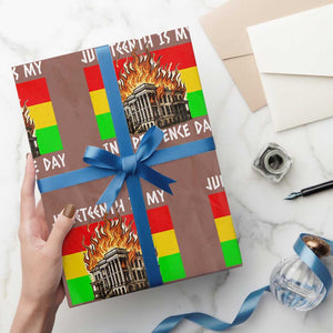Juneteenth Is My Independence Day Wrapping Paper Roll Bold Afro Liberation Pan-African Flag TS02 Mocha Print Your Wear