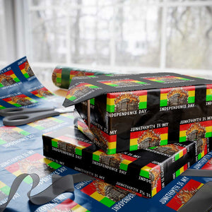 Juneteenth Is My Independence Day Wrapping Paper Roll Bold Afro Liberation Pan-African Flag TS02 Black Print Your Wear