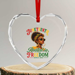 Juneteenth Rooted In Freedom Since 1865 Heart Crystal Glass Ornament Black Women African American TS11 Transparent Glass 3'' Heart Print Your Wear