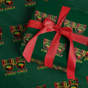 Juneteenth Vibes Only Wrapping Paper Roll Afro Pride Sunglasses Black History Celebration TS02 Green Print Your Wear