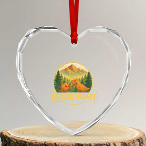 Jurassic Nugget World Dino Heart Crystal Glass Ornament Nugget Lover Gift TS12 Transparent Glass 3'' Heart Print Your Wear