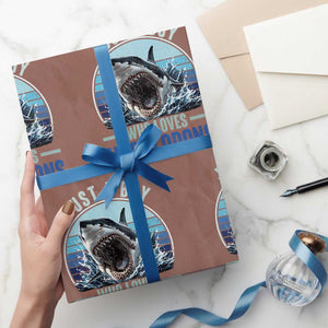 Just A Boy Who Loves Megalodons Wrapping Paper Roll Megalodon Shark Lover Retro Graphic