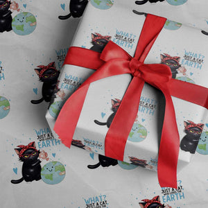 Just A Cat Who Loves The Earth Wrapping Paper Roll Earth Day Cat Lover Gift TS12 White Print Your Wear