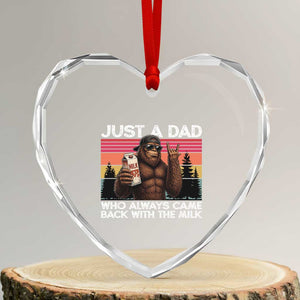 Just a Dad Who Always Came Back with The Milk Heart Crystal Glass Ornament Funny Father's Day Gift