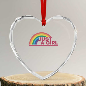Just A Girl LGBTQ Pride Month Heart Crystal Glass Ornament TS14 Transparent Glass 3'' Heart Print Your Wear