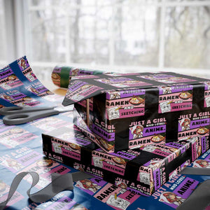 Just A Girl Who Loves Anime Ramen And Sketching Wrapping Paper Roll Cute Japan Kawaii Otaku Manga Lover TS02 Black Print Your Wear