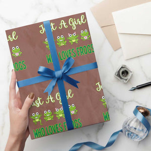 Just A Girl Who Loves Frogs Wrapping Paper Roll Frog Lover TS12 Mocha Print Your Wear