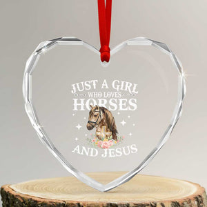 Just A Girl Who Loves Horses And Jesus Heart Crystal Glass Ornament Christian Girls Horse TS11 Transparent Glass 3'' Heart Print Your Wear