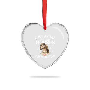 Just A Girl Who Loves Horses And Jesus Heart Crystal Glass Ornament Christian Girls Horse TS11 Print Your Wear