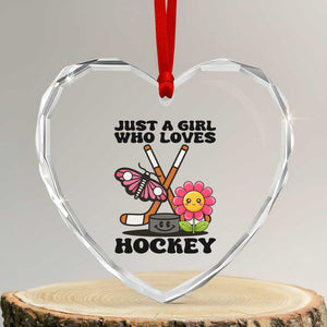 Just A Girl Who Loves Ice Hockey Heart Crystal Glass Ornament Sports Lover Gift TS12 Transparent Glass 3'' Heart Print Your Wear