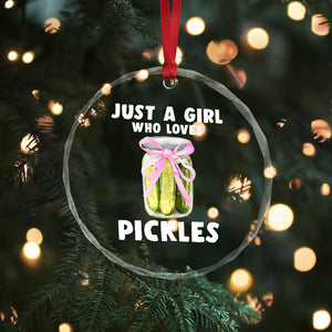 Just a Girl Who Loves Pickles Crystal Glass Ornament Pickle Jars with Coquette Bow TS10 Print Your Wear