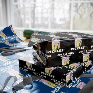 Just a Girl Who Loves Pickles Wrapping Paper Roll Pickle Jars with Coquette Bow TS10 Black Print Your Wear