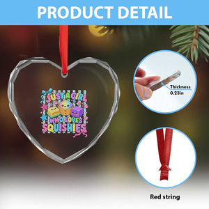 Just A Girl Who Loves Squishies Heart Crystal Glass Ornament Cute Butter Dumpling Graphic Coquette Bow Girls