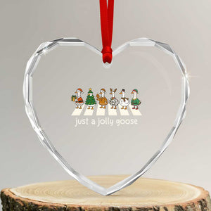 Just A Jolly Goose Heart Crystal Glass Ornament Funny Christmas Duck Meme TS10 Transparent Glass 3'' Heart Print Your Wear