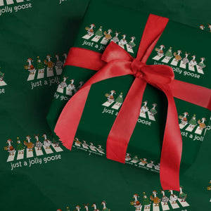Just A Jolly Goose Wrapping Paper Roll Funny Christmas Duck Meme TS10 Green Print Your Wear