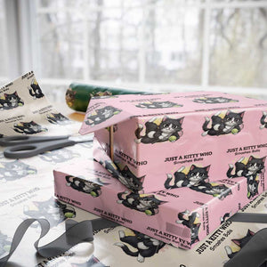 Just A Kitty Who Smashes Balls Wrapping Paper Roll Funny Tennis Cat Gift TS12 Light Pink Print Your Wear