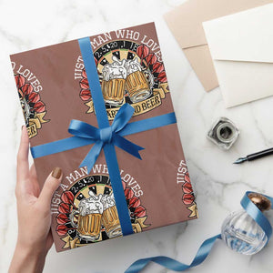 Just A Man Who Loves Darts And Beer Wrapping Paper Roll Funny Dart Player TS12 Mocha Print Your Wear