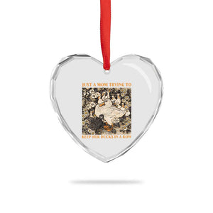 Just A Mom Trying To Keep Her Ducks In A Row Heart Crystal Glass Ornament Funny Duck Mom TS11 Print Your Wear