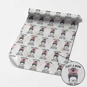 Just A Mom Trying To Keep Her Ducks In A Row Wrapping Paper Roll Funny Duck Mom Messy Hair Bun Moms Life TS14 Christmas Plaid Print Your Wear