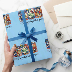 Just An Independent Goose Wrapping Paper Roll Funny Patriotic Goose TS12 Light Blue Print Your Wear