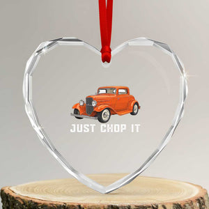 Just Chop It Heart Crystal Glass Ornament 1932 American Classic Hotrod