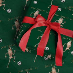 Just Kickin It Wrapping Paper Roll Funny Marcus The Worm Soccer Meme TS12 Green Print Your Wear