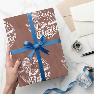 Just One More Chapter Skeleton Woman Wrapping Paper Roll Book Lover Gift