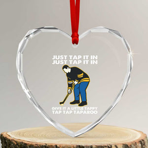 Just Tap It In Funny Golfer Heart Crystal Glass Ornament Tappy Tap Taparoo Putting Golfing Humor Retro Golf Lover TS02 Transparent Glass 3'' Heart Print Your Wear