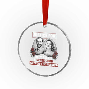 Justice for Alex Pretti and Renee Good Crystal Glass Ornament We Won’t Be Silenced Minnesota Resistance Protest TS02 Print Your Wear