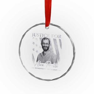 Justice For Alex Pretti Crystal Glass Ornament Minneapolis Tribute 2026 Vintage American Flag TS11 Print Your Wear