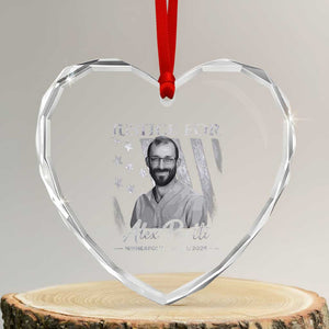 Justice For Alex Pretti Heart Crystal Glass Ornament Minneapolis Tribute 2026 Vintage American Flag TS11 Transparent Glass 3'' Heart Print Your Wear