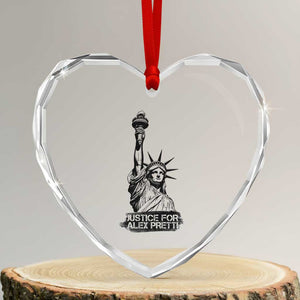 Justice For Alex Pretti Heart Crystal Glass Ornament Statue Of Liberty Support Gift TS12 Transparent Glass 3'' Heart Print Your Wear