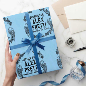 Justice for Alex Pretti Wrapping Paper Roll Minneapolis January 24 2026 Tribute Memorial Wreath TS02 Light Blue Print Your Wear