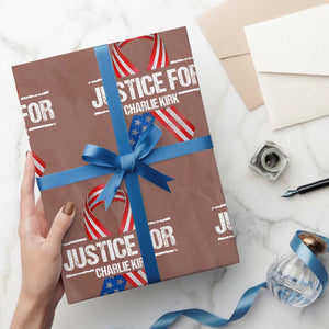 Justice For Charlie Kirk Wrapping Paper Roll Patriotic Tribute Human Rights Activist TS11 Mocha Print Your Wear