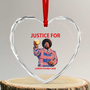 Justice for Lemon Pound Cake Heart Crystal Glass Ornament Funny Viral Edgy Meme Courtroom Parody Rap Fans TS02 Transparent Glass 3'' Heart Print Your Wear