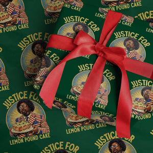 Justice for Lemon Pound Cake Patriotic Meme Wrapping Paper Roll Funny Viral Hip Hop Parody for Music Rap Fans TS02 Green Print Your Wear