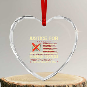 Justice for Renee Good Heart Crystal Glass Ornament Minneapolis Jan 8 2026 American Flag Stop Ice TS02 Transparent Glass 3'' Heart Print Your Wear