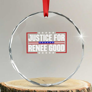 Justice for Renee Good Patriotic Crystal Glass Ornament Minneapolis Jan 8 2026 Memorial Red White and Blue TS02 Transparent Glass 3'' Circle Print Your Wear