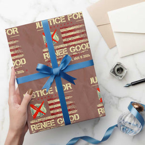 Justice for Renee Good Wrapping Paper Roll Minneapolis Jan 8 2026 American Flag Stop Ice TS02 Mocha Print Your Wear
